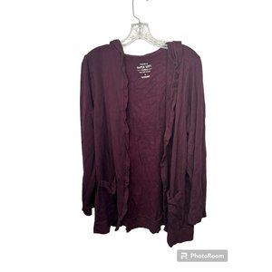 Torrid Size 1 Super Soft Plush Hooded Open Front Cardigan in Wine
